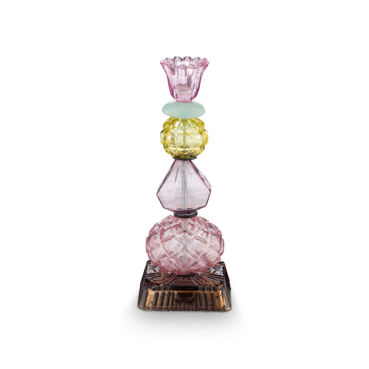 Candle Holder Glass Beads Lilac 23.5cm