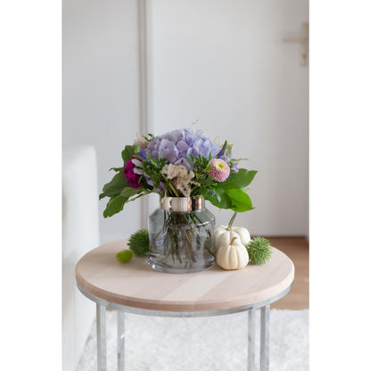 EDZARD Vase Gabi (Ø 17 cm, Höhe 19 cm), dunkles, mundgeblasenes Kristallglas mit Platinrand